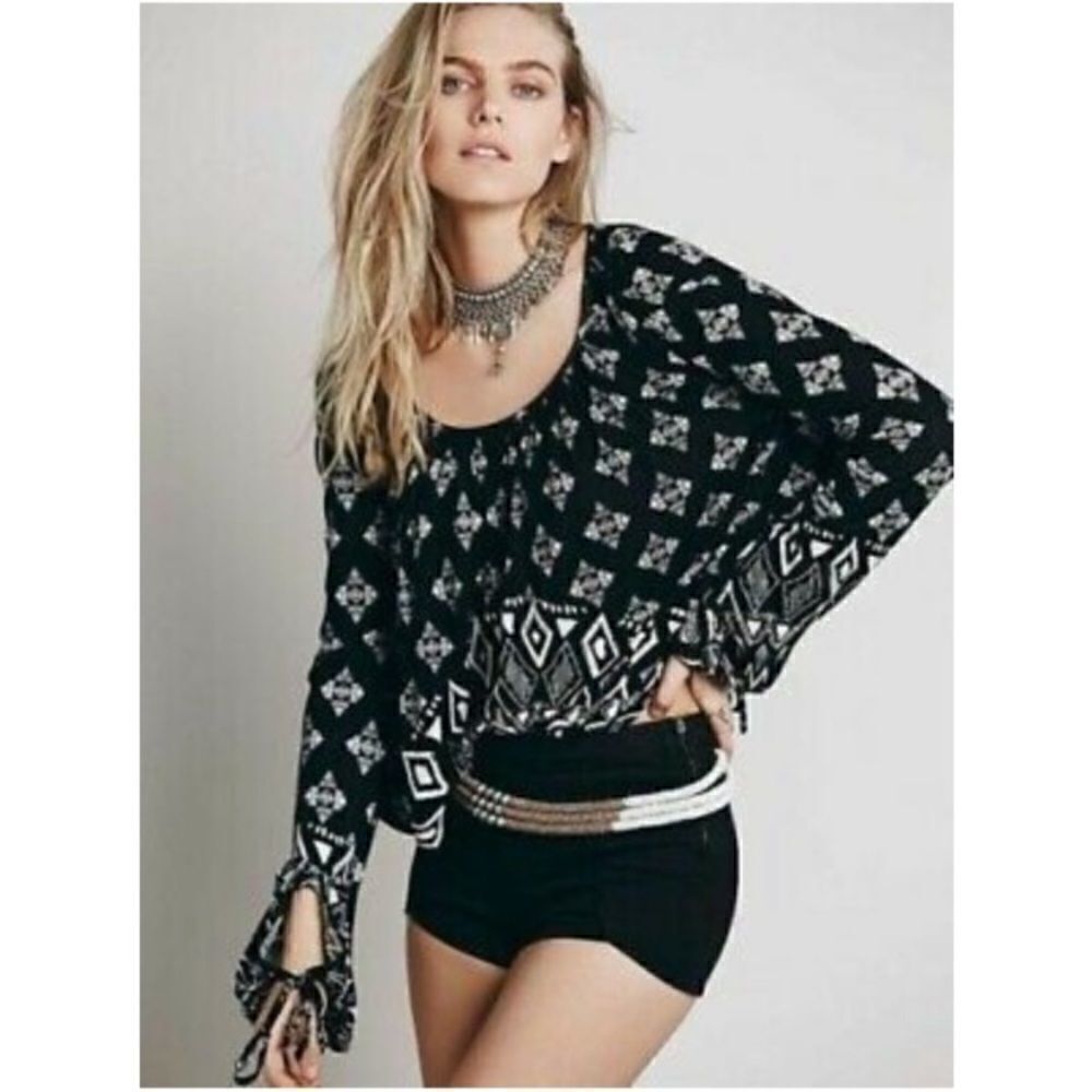 Free People Geometric Print Dazed Swing Top